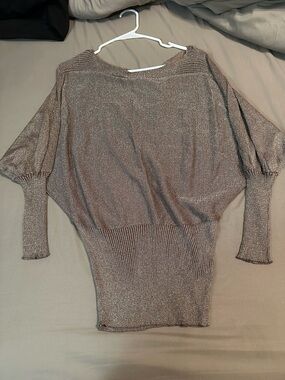 Metallic Taupe Women's Dolman Sleeve Sweater